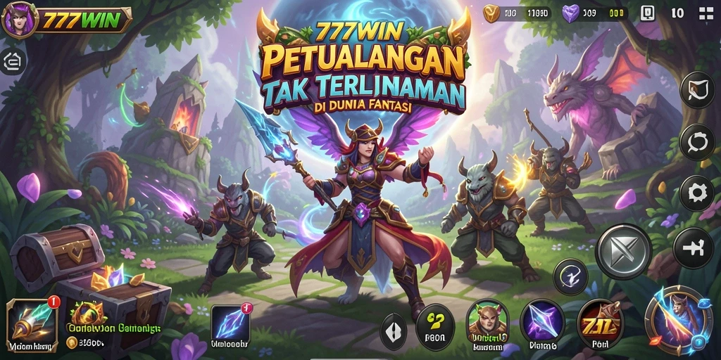 Screenshot utama 777WIN menampilkan pemain dalam aksi petualangan yang seru.
